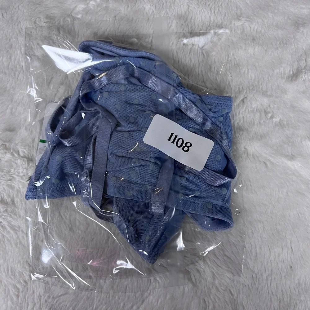Intimately Free People The Rain Bralette‎ Blue Swiss Dot Mesh OB1167575 Womens L
